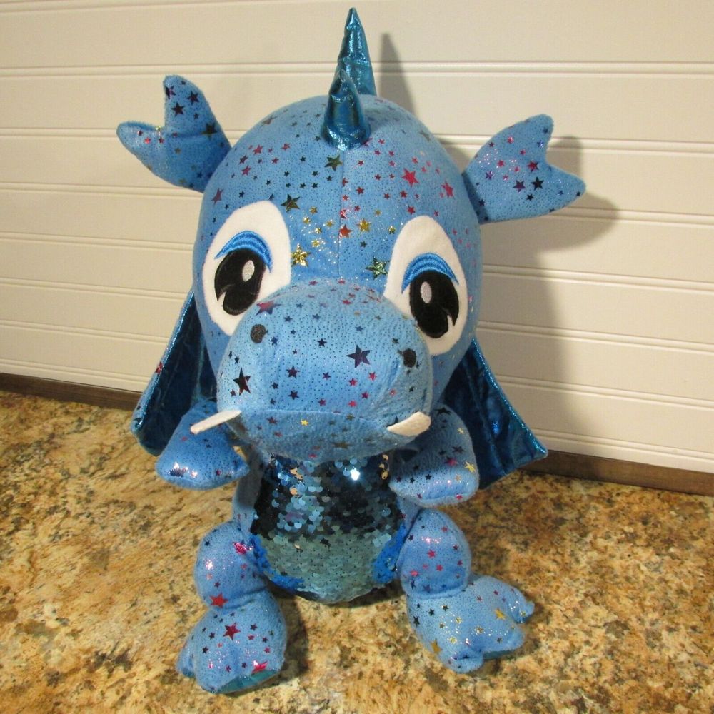 Glitter DRAGO-5 Dragon Soft Toy 15” Plush Stuffed Animal blue Sparkling Caravan
